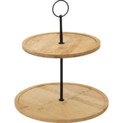 Degustación>Plato de Servir de Bambú con 2 Niveles