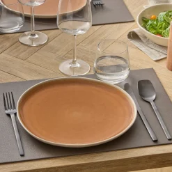 atmosphera Platos>Plato llano WONJA marrón de cerámica 27cm