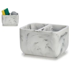 Encimera Y Lavavajillas>Porta Estropajo Doble De Mármol Blanco