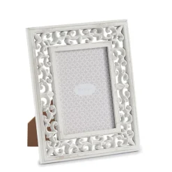 Marcos Y Fotos|Estilo Étnico>Portarretrato tallado blanco de madera 13x18cm