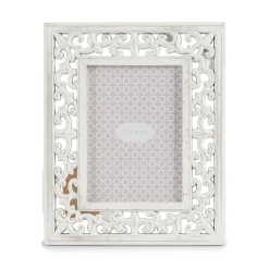 Marcos Y Fotos|Estilo Étnico>Portarretrato tallado blanco de madera 13x18cm