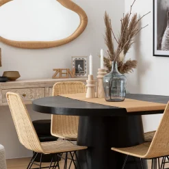 atmosphera Portavelas Y Candelabros|Estilo Étnico>Portavelas De Madera Beige Uma 16cm