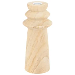 atmosphera Portavelas Y Candelabros|Estilo Étnico>Portavelas De Madera Beige Uma 23.5cm