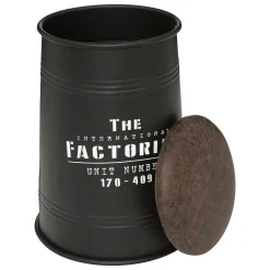 atmosphera Puff Y Banquitos|Estilo Industrial>Puf De Metal Negro Factory 33.5x47Cm