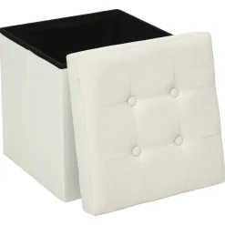 atmosphera Puff Y Banquitos|Estilo Rústico>Puf Lysandre De Tela Beige 38x38x38Cm