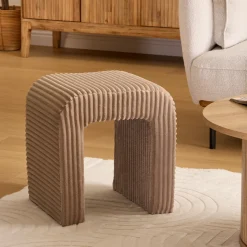 atmosphera Puff Y Banquitos>Puf SEVI beige de terciopelo