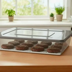 Tapas Y Cubiertas>Recipiente Rectangular C/Red Gris