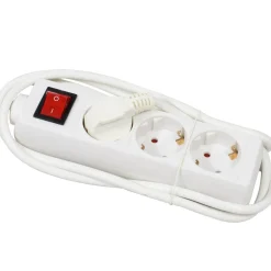 Lámparas Y Alargadores>Regleta eléctrica blanca con 3 tomas e interruptor