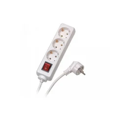 Lámparas Y Alargadores>Regleta eléctrica blanca con 3 tomas e interruptor