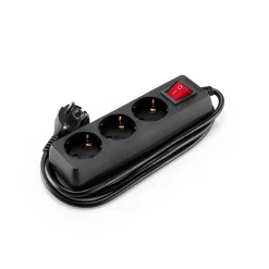 Lámparas Y Alargadores>Regleta eléctrica negra 3 tomas con interruptor