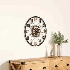 atmosphera Relojes|Estilo Industrial>Reloj De Pared Mohan Beige y Negro