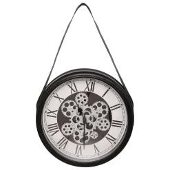 atmosphera Relojes|Estilo Industrial>Reloj De Pared Peter Negro Con Asa