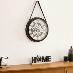 atmosphera Relojes|Estilo Industrial>Reloj De Pared Peter Negro Con Asa