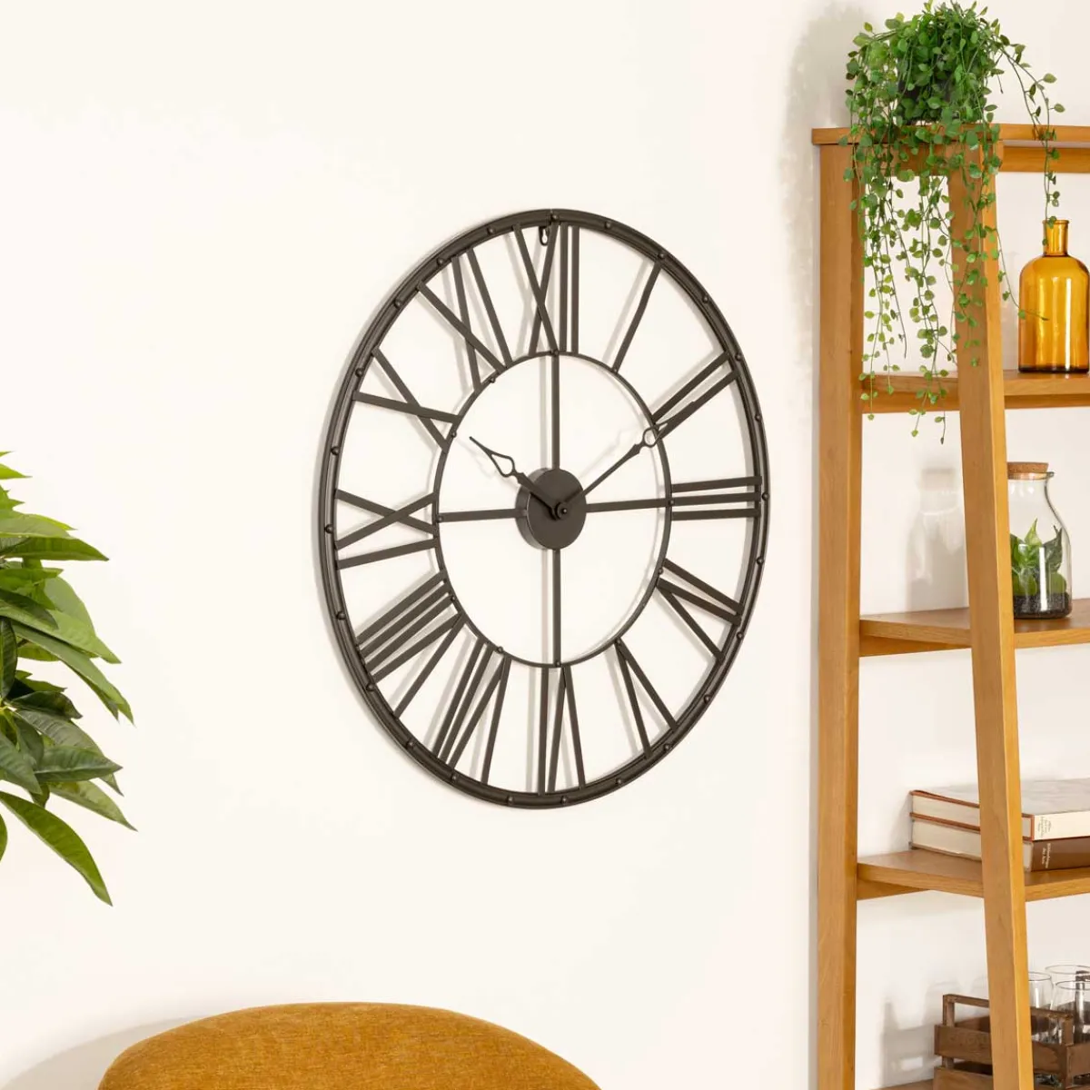 atmosphera Relojes>Reloj De Pared Vintage Negro Metal 70Cm