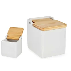 Vinagreras, Azucareros, Saleros Y Pimenteros>Salero Cerámica Tapa Madera 500Ml