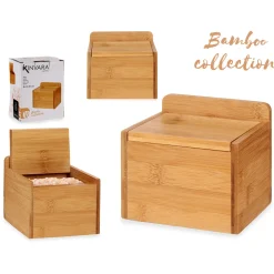 Vinagreras, Azucareros, Saleros Y Pimenteros>Salero De Bambú Con Tapa 14X9X11Cm
