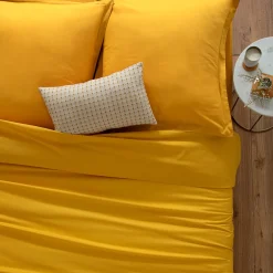 atmosphera Sábanas Y Protectores>Sábana Bajera Ajustable Ocre 160x200Cm