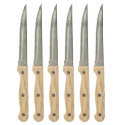 5five Placas Calefactoras Y Tablas De Cortar>Set 6 Cuchillos Chuleteros Mango Madera