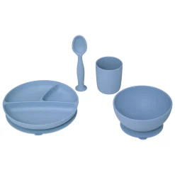 Niños atmosphera4kids Accesorios Decorativos>Set 4 Piezas Vajilla Infantil Azul De Silicona