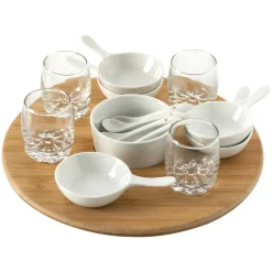 Degustación>Set 14 Pzas P/Aperitivos C/Bandeja Bambú