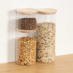 5five Cajas Y Frascos>Set 3 tarros de vidrio con tapa de madera