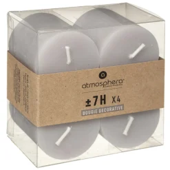 atmosphera Velas>Set 4 Velas Rústicas Gris Pardo 4.5Cm