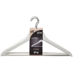 5five Perchas Y Travesaños>Set De 5 Perchas De Madera Blanca