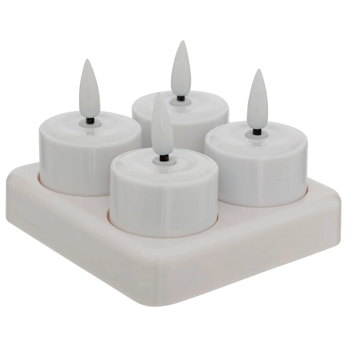 atmosphera Velas>Set de 4 velas tealight led AITOR blanco