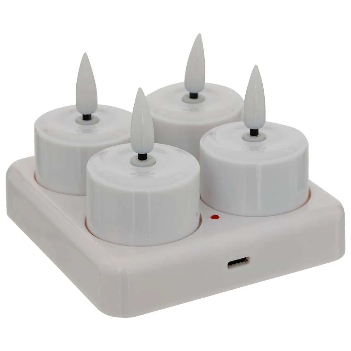 atmosphera Velas>Set de 4 velas tealight led AITOR blanco
