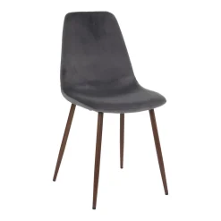 atmosphera Sillas, Sillones Y Bancos>Silla ROKA terciopelo gris ardosia patas marrones