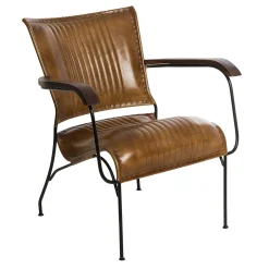 atmosphera Sofás Y Sillones|Estilo Industrial>Sillón Hoper De Cuero Marrón 68x76x75Cm
