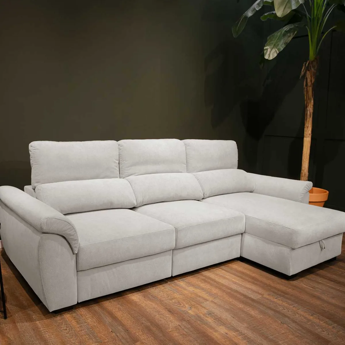 Sofás Y Sillones|Estilo Rústico>Sofá cama BREMAN gris c/arcón y chaise longue