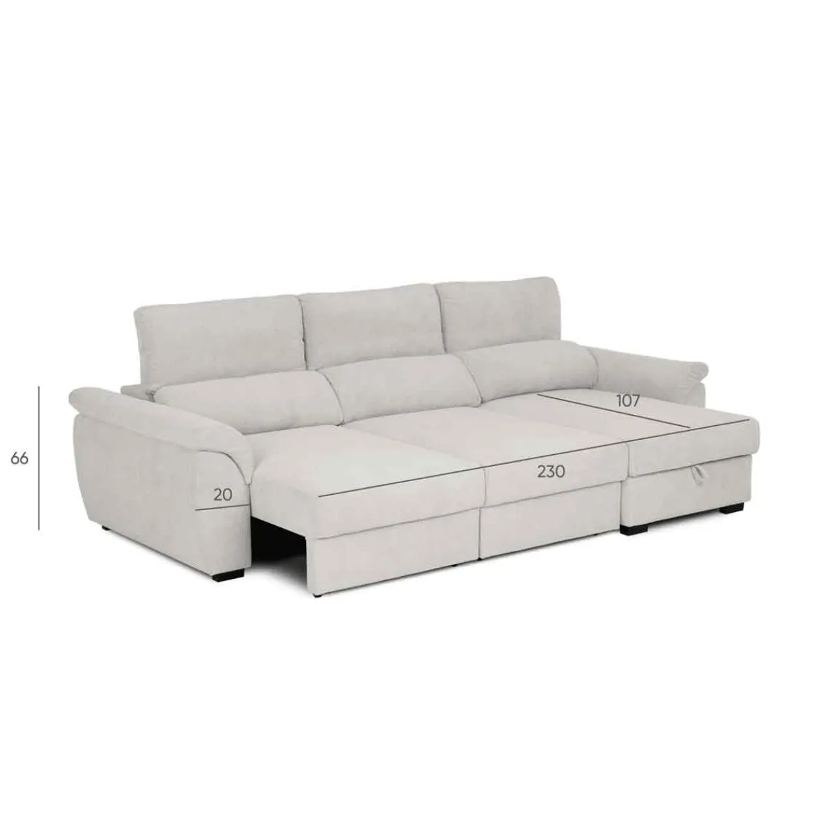 Sofás Y Sillones|Estilo Rústico>Sofá cama BREMAN gris c/arcón y chaise longue