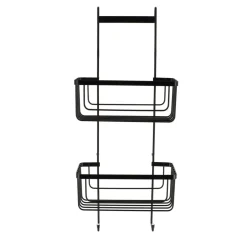 Accesorios De Baño>Soporte De Ducha Negro Con 2 Niveles De Metal