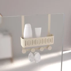 5five Accesorios De Baño>Soporte para ducha beige metálico con 4 ganchos