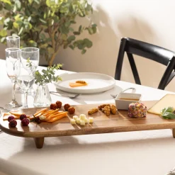 Degustación>Tabla Ovalada Marrón De Madera 70x25cm