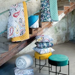 atmosphera Puff Y Banquitos|Estilo Contemporaneo>Taburete Arty Terciopelo Ocre 47x45Cm