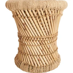 atmosphera Puff Y Banquitos|Estilo Étnico>Taburete beige de bambú y cuerda 32Cm