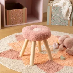 Niños atmosphera4kids Mobiliario>Taburete de felpa rosa forma de flor WILD FOREST