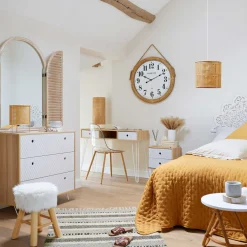 atmosphera Puff Y Banquitos|Estilo Contemporaneo>Taburete De Pelo Blanco 30x30x42Cm