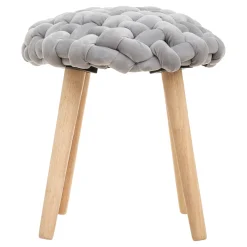 atmosphera Puff Y Banquitos>Taburete De Tricot Gris 39x43Cm