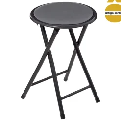 atmosphera Sillas, Sillones Y Bancos>Taburete plegable gris de metal