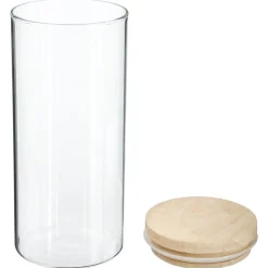 5five Cajas Y Frascos>Tarro de vidrio hermético c/tapa de madera 1.3l