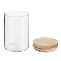 5five Cajas Y Frascos>Tarro de vidrio hermético c/tapa de madera 600ml