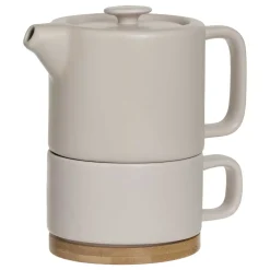 secret d'gourmet Teteras Y Hervidores>Tetera+Taza Cerámica Rosa C/Base Bambú