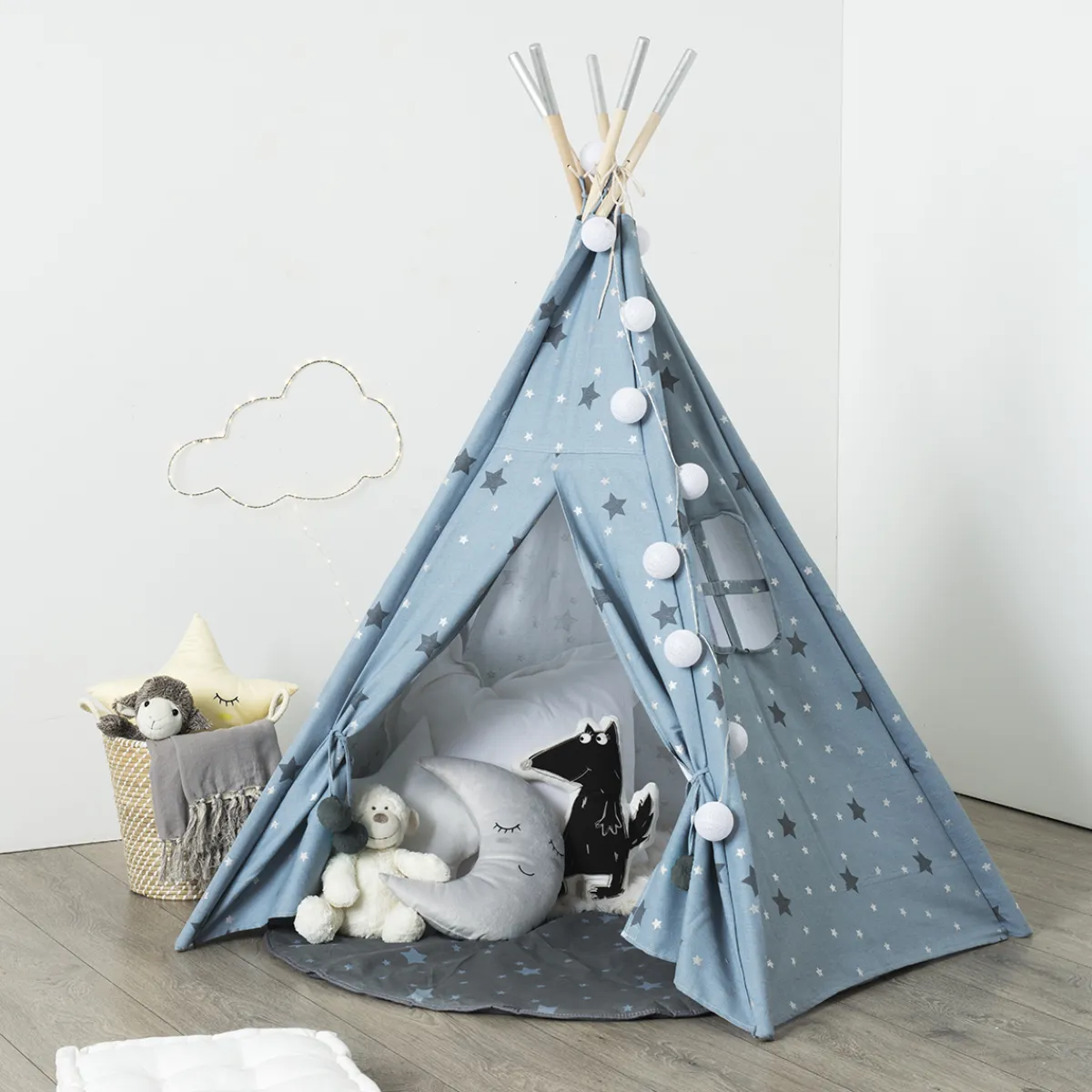 Niños atmosphera4kids Mobiliario>Tienda Tipi Azul C/Estrellas 160Cm