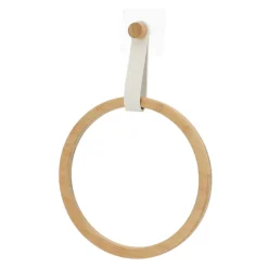 Toalleros>Toallero Bambú Redondo Con Asa Blanca