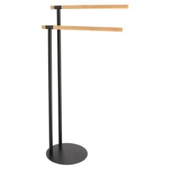 Toalleros>Toallero C/2 Barras Metal Y Bambú Negro