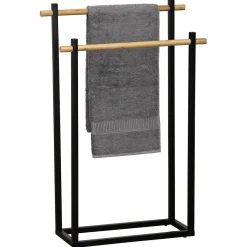 Toalleros>Toallero C/2 Barras Metálicas De Bambú