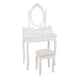 Muebles Y Carros De Apoyo|Estilo Rústico>Tocador Blanco Lilliou Mdf 75x40x141Cm